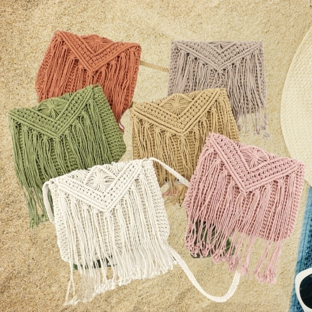 Bohemian Boho Bag Macrame Hippie purse Crossbody Macrame Shoulder Tote